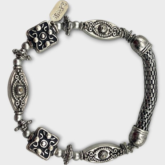 Treska Antiqued Silver Tone Bracelet Signed - Picture 1 of 7